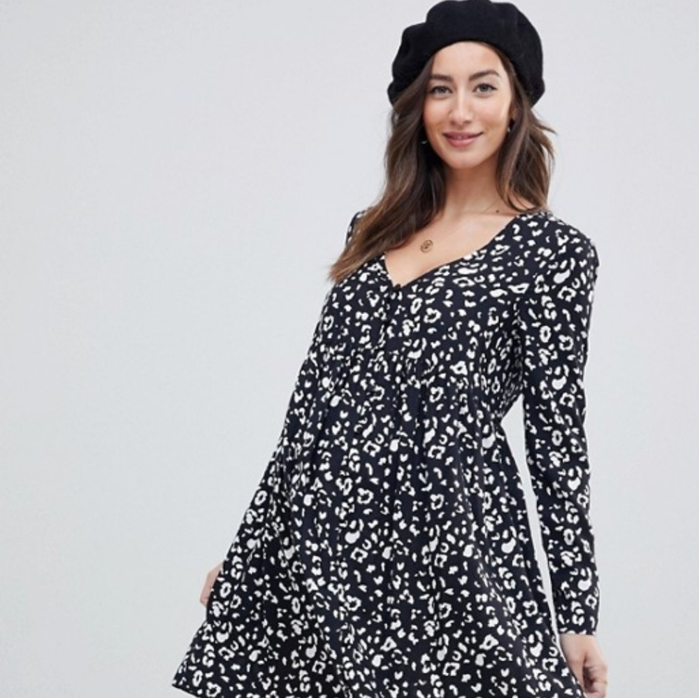Asos maternity  black & white leopard smock dress